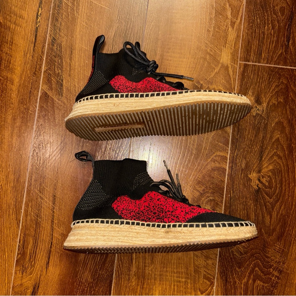 Alexander Wang Black Knit Espadrille Sneakers with Red Accent - Picture 13 of 14